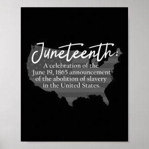Juneteenth Definition Usa Map American Flag Black Poster