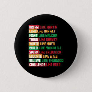 Juneteenth Dream Like Leaders Black Women Men Kids 6 Cm Round Badge