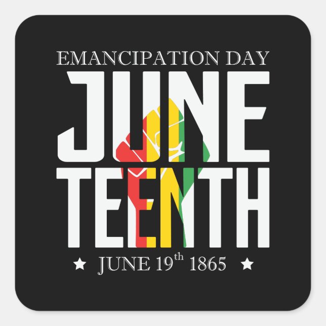 Juneteenth | Emancipation Day | Red Black Green Square Sticker (Front)