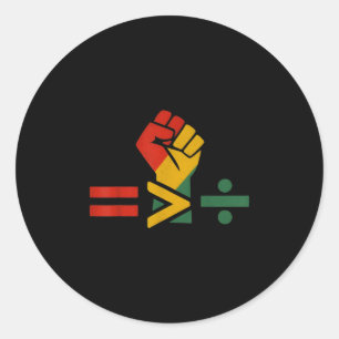 Juneteenth Equality Is Greater Than Division Afro  Classic Round Sticker
