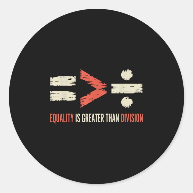 Juneteenth Equality Is Greater Than Division Afro  Classic Round Sticker (Front)