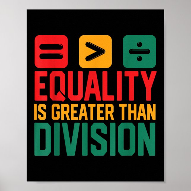 Juneteenth Equality Is Greater Than Division Afro  Poster (Front)