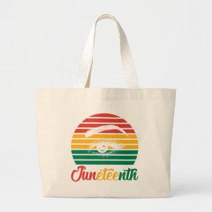 Juneteenth Eyes And Eyebrows Red Black Green Large Tote Bag