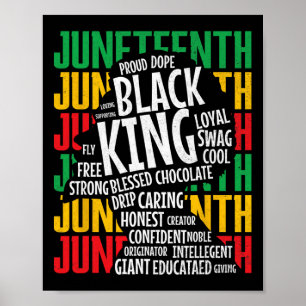 Juneteenth Fathers Day Proud Black King Afro Afric Poster