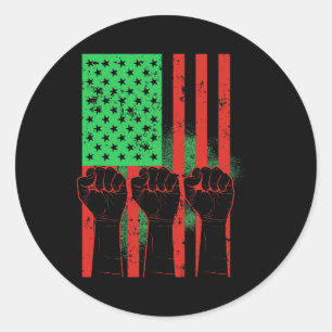 Juneteenth Fists Black African American Flag Pride Classic Round Sticker