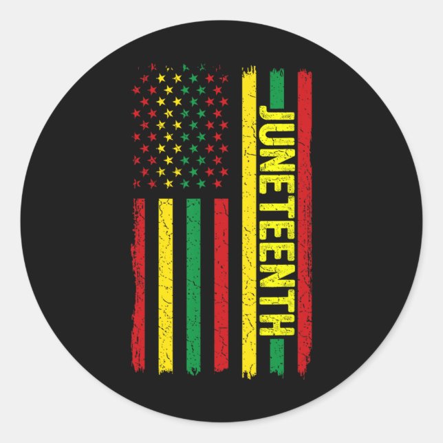 Juneteenth Flag African American Afro Black Pride  Classic Round Sticker (Front)