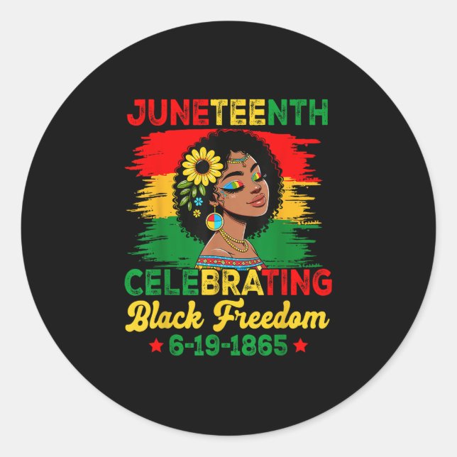 Juneteenth Flag Celebrating Black Freedom Juneteen Classic Round Sticker (Front)