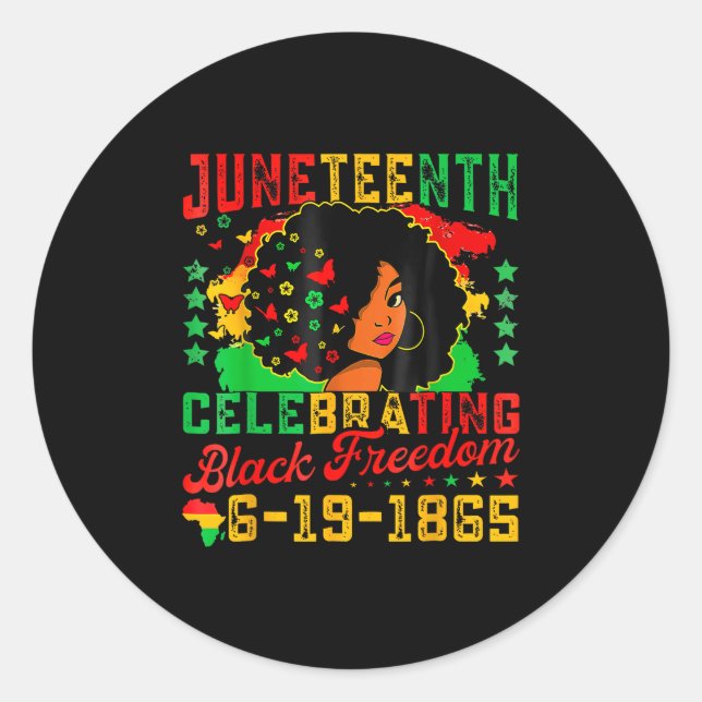 Juneteenth Flag Celebrating Black Freedom Juneteen Classic Round Sticker (Front)