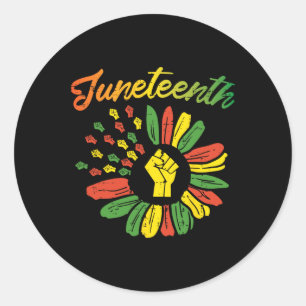 Juneteenth Flag Fist Daisy 1865 Black Pride Africa Classic Round Sticker