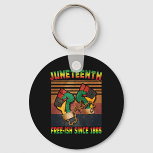 Juneteenth Flag Shirt Free-ish Since 1865 Black Hi Key Ring