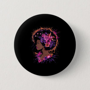 Juneteenth flower afro art empowerment women's 6 cm round badge