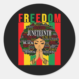 Juneteenth Free Black Melanin Queen Natural Afro H Classic Round Sticker