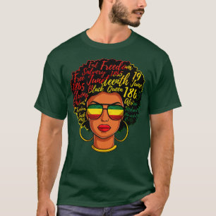 Juneteenth Freedom Day Afro Word Art Black Queen T-Shirt
