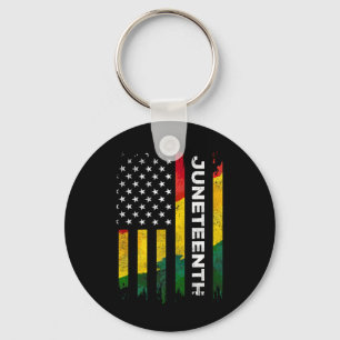 Juneteenth Freedom Day American Flag Black Pride Key Ring