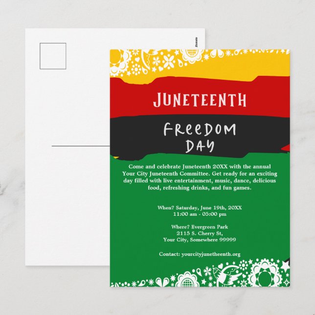 Juneteenth Freedom Day City Celebration Fancy Flag Holiday Postcard (Front/Back)
