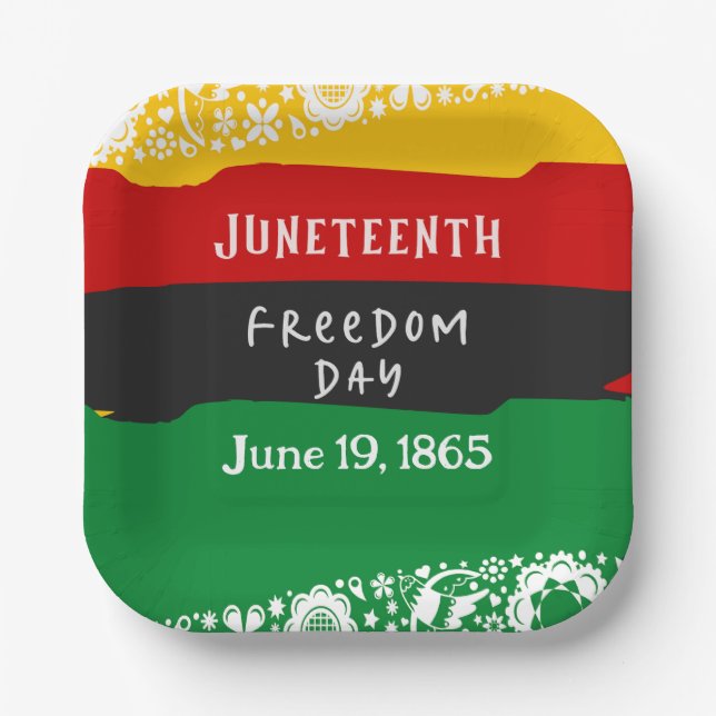 Juneteenth Freedom Day City Celebration Fancy Flag Paper Plate (Front)