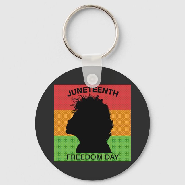 Juneteenth Freedom Day, Flag Pattern Key Ring (Front)