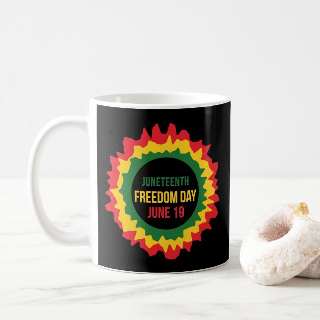 Juneteenth Freedom Liberation June 19th  Coffee Mug (With Donut)