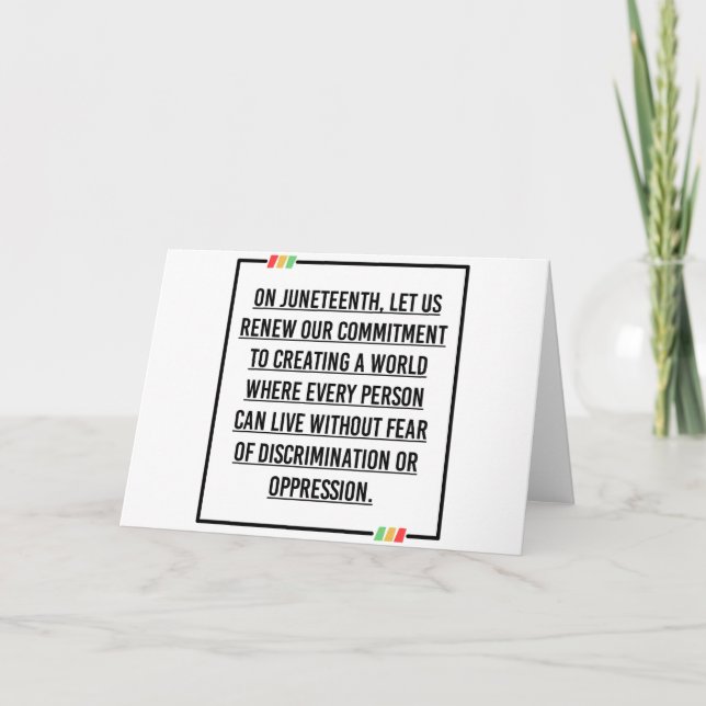 Juneteenth, Freedom of African American. Card (Front)