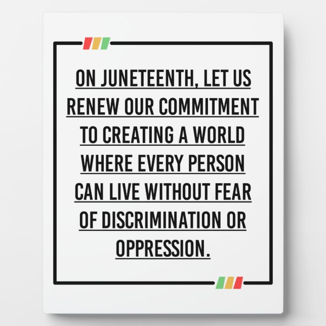 Juneteenth, Freedom of African American. Plaque (Front)