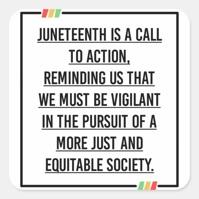 Juneteenth, Freedom of African American. Square Sticker (Front)
