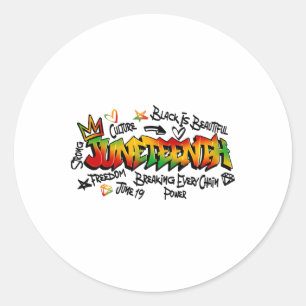 Juneteenth Graffiti Png, June 19th 1865 Black Hist Classic Round Sticker