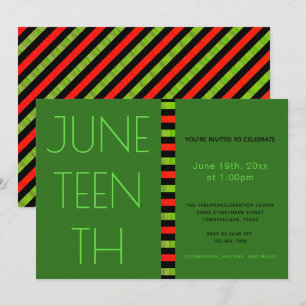 Juneteenth Green Black Red Freedom Celebration Invitation
