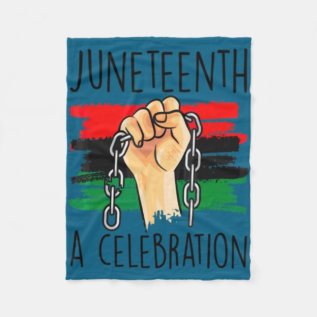 Juneteenth hand african american flag black histo  fleece blanket (Front)