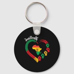 Juneteenth Heart Africa Fist June 19th 1865 Men Wo Key Ring