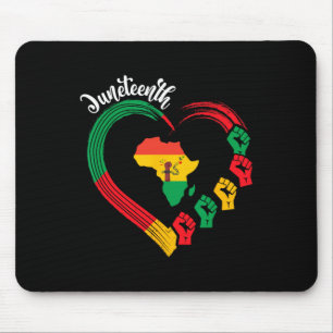 Juneteenth Heart Africa Fist June 19th 1865 Men Wo Mouse Pad