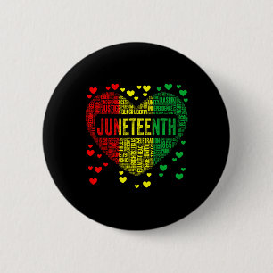 Juneteenth Heart Black History Afro American Afric 6 Cm Round Badge