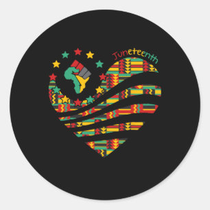 Juneteenth Heart Black History Afro American Afric Classic Round Sticker