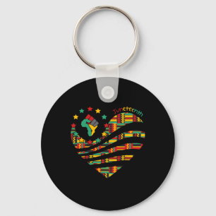 Juneteenth Heart Black History Afro American Afric Key Ring