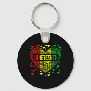 Juneteenth Heart Black History Afro American Afric Key Ring