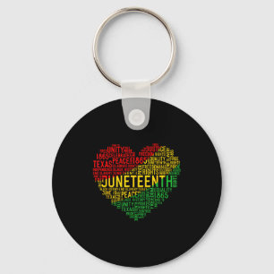 Juneteenth heart black history afro american key ring
