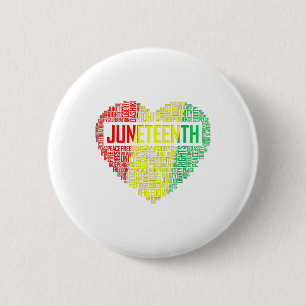 Juneteenth Heart Black Pride Freedom Day 1865 June 6 Cm Round Badge