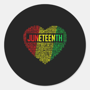 Juneteenth Heart Black Pride Freedom Day 1865 June Classic Round Sticker