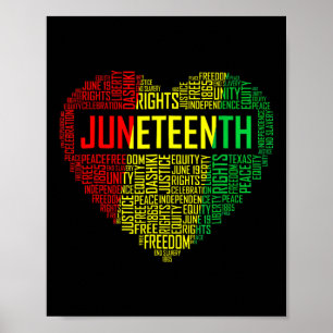 Juneteenth Heart Black Pride Freedom Day 1865 June Poster