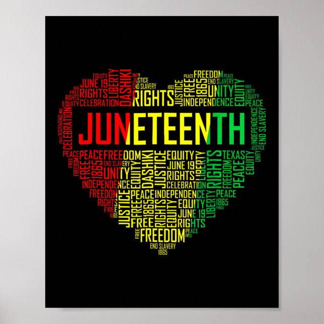 Juneteenth Heart Black Pride Freedom Day 1865 June Poster (Front)
