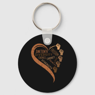 Juneteenth Heart Fists Black History Melanin Men W Key Ring