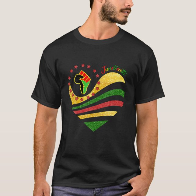 Juneteenth Heart Hand Independence Day T-Shirt (Front)