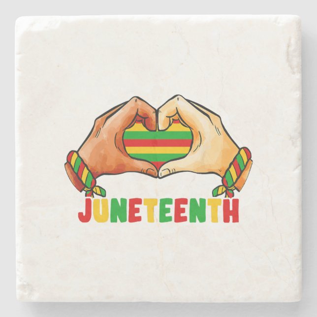 Juneteenth Heart  Stone Coaster (Front)