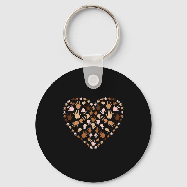 Juneteenth Heart Support Black History Month Graph Key Ring (Front)
