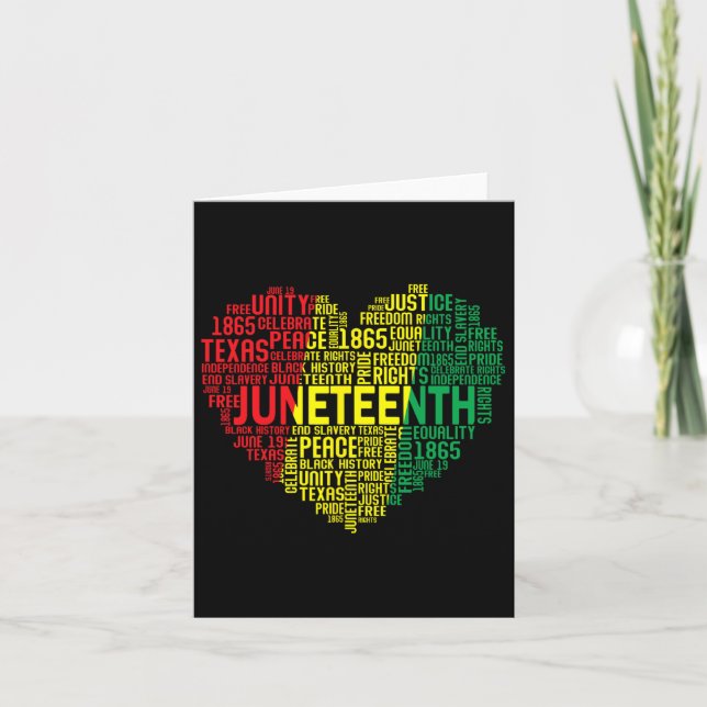 Juneteenth Heart Word Cloud Black Freedom Juneteen Card (Front)