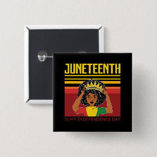 Juneteenth Independence Afro Woman 15 Cm Square Badge