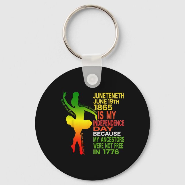 Juneteenth Independence Dancer Black Girl Ballerin Key Ring (Front)