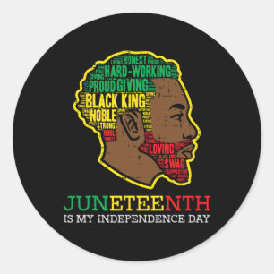 Juneteenth Independence Day Black King Men Boys Ki Classic Round Sticker