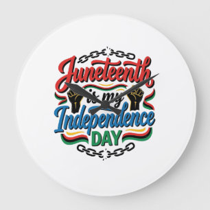 Juneteenth Independence Day Vintage Shirt Design_1 Large Clock
