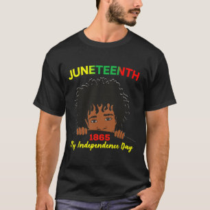 Juneteenth Independence Teen Youth Afro Locs Black T-Shirt