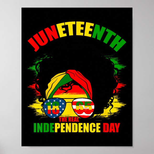 Juneteenth Is My Independence Day Bold Black Women Poster (Front)